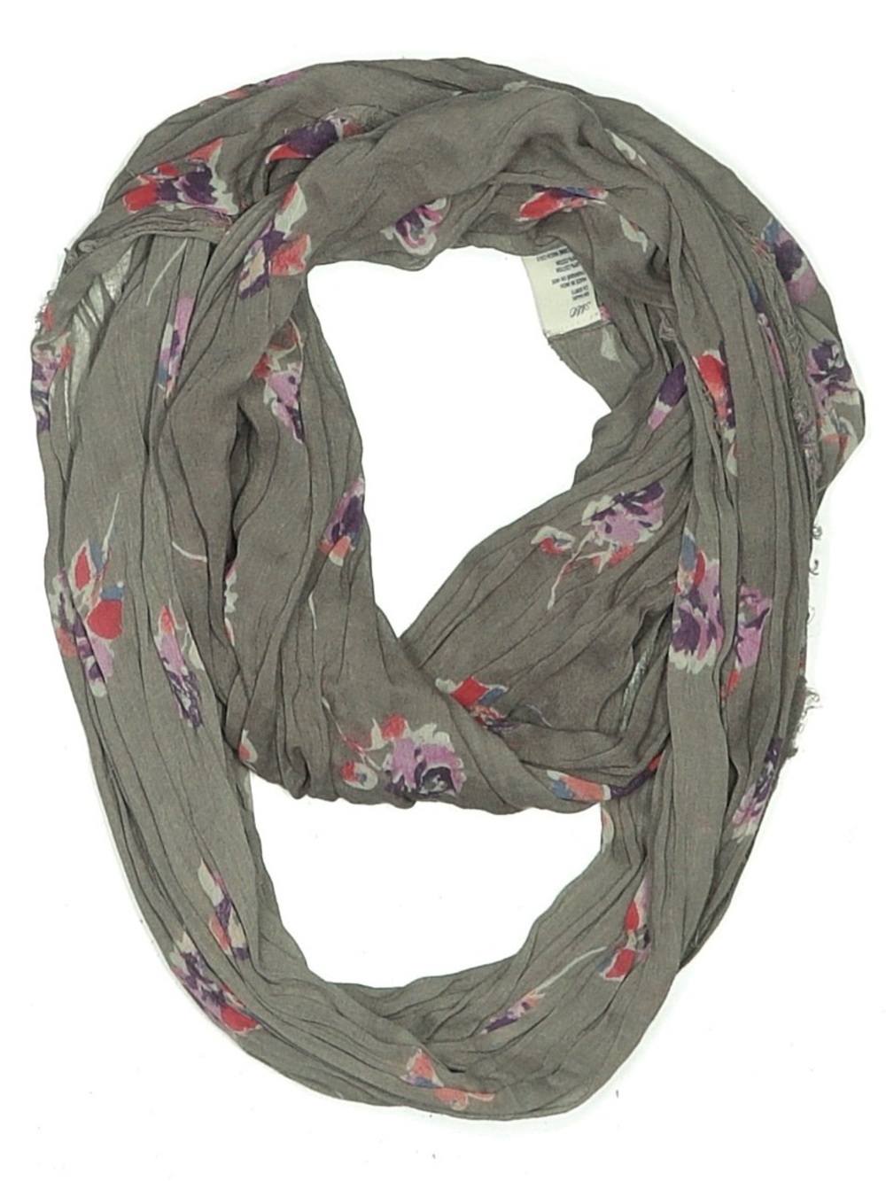 100% cotton scarf - Light Gray Floral Infinity Scarf - Women's Accessory